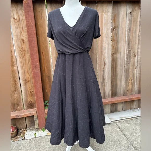 MaxMara Black Wrap polka dot Dress - size L - Picture 2 of 9